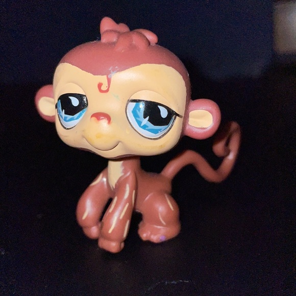 Littlest Pet Shop #485 Brown Monkey Blue Teardrop Eyes LPS - Picture 2 of 5